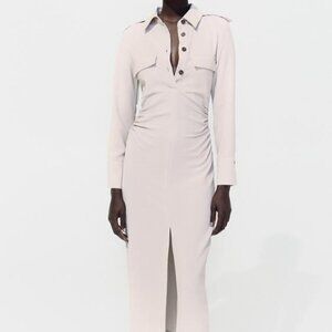 Elegant Cream Long Sleeve Dress